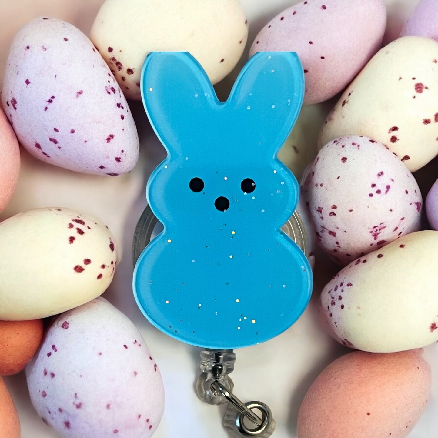 Easter Bunny Badge Reels – Retractable ID Holders with Alligator Clips, Cute Holiday Designs for Nurses and Office Workers