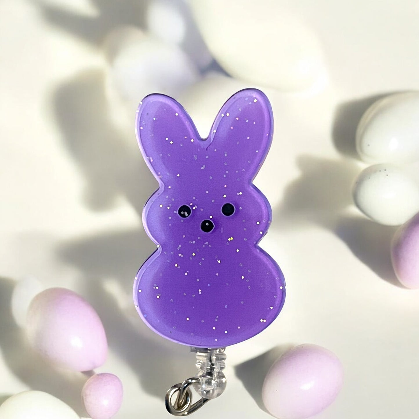 Easter Bunny Badge Reels – Retractable ID Holders with Alligator Clips, Cute Holiday Designs for Nurses and Office Workers