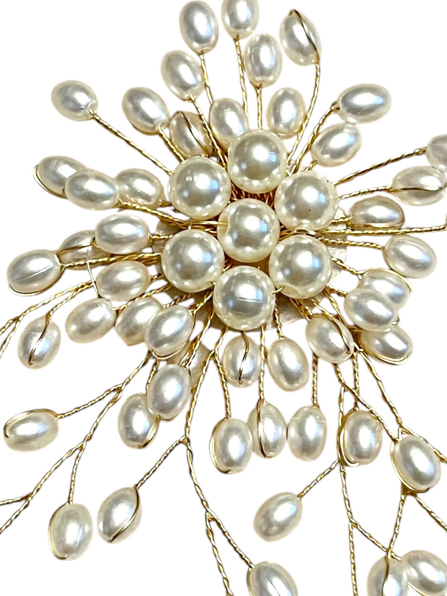 Elegant Faux Pearl Fireworks Brooch