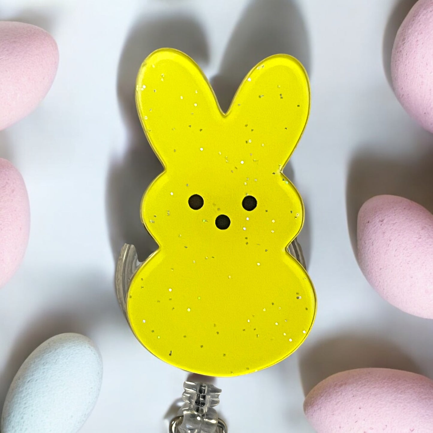 Easter Bunny Badge Reels – Retractable ID Holders with Alligator Clips, Cute Holiday Designs for Nurses and Office Workers