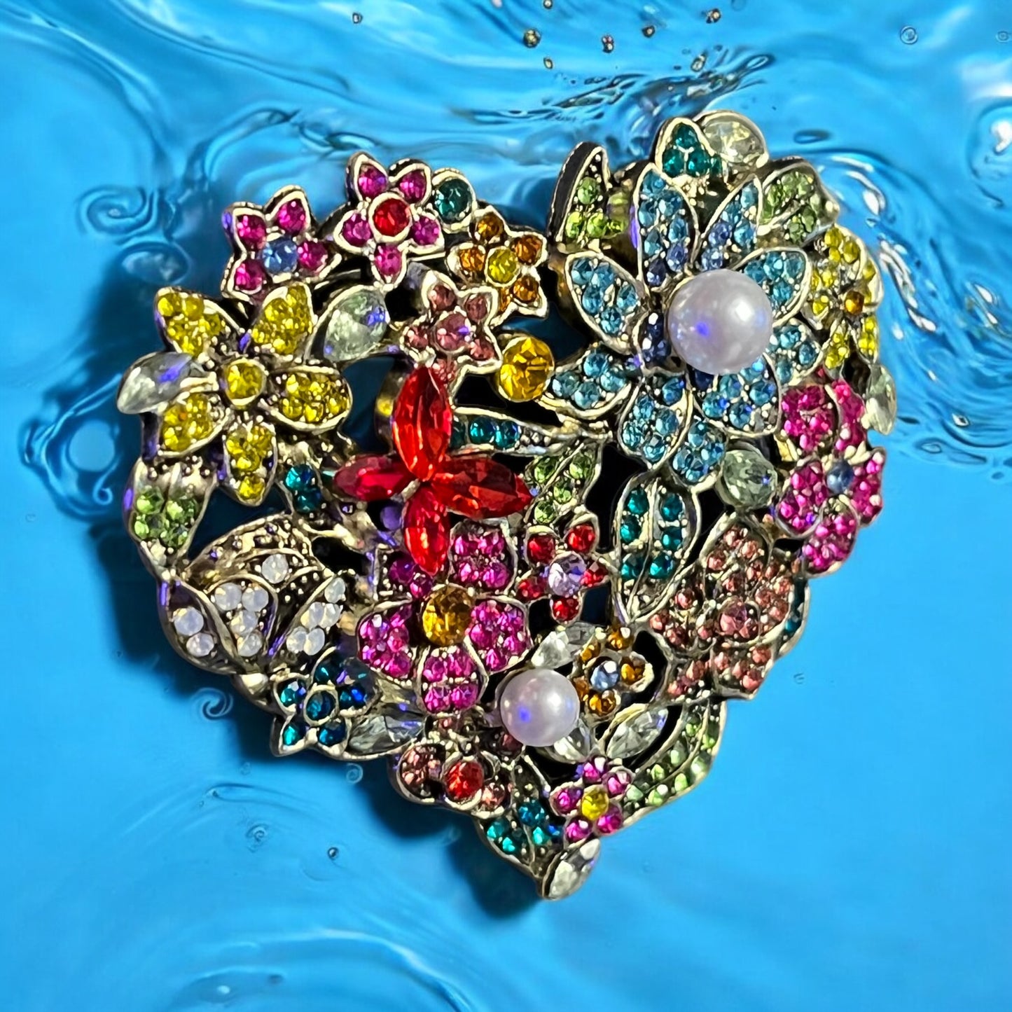 Elegant Baroque Large Heart Love Flower Brooch - Valentine's Day Gift