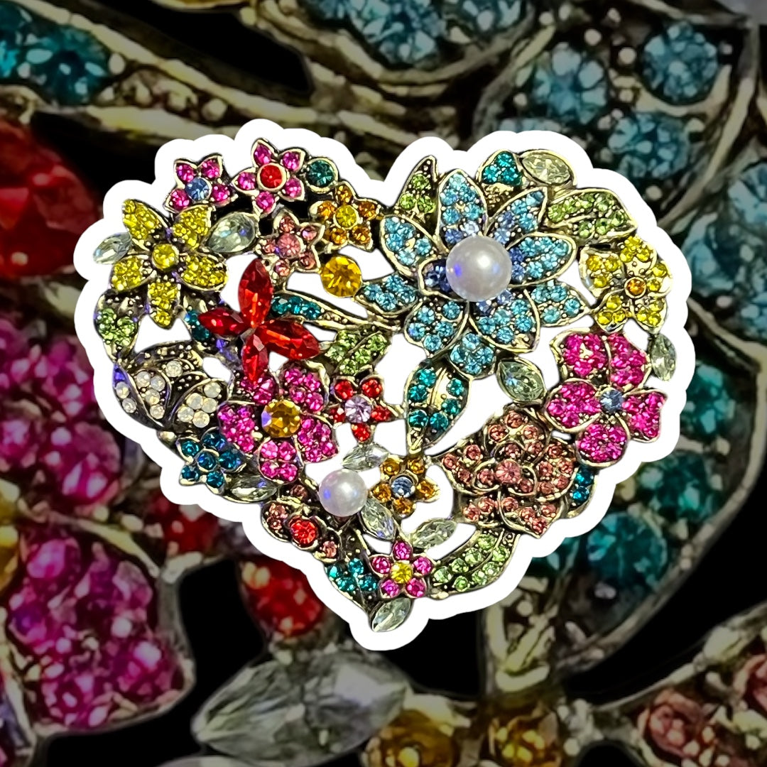Elegant Baroque Large Heart Love Flower Brooch - Valentine's Day Gift
