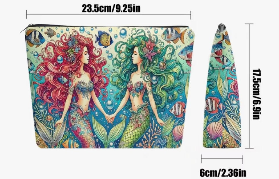 Mermaid Cosmetic Makeup Bag Ocean Fantasy Zipper Pouch