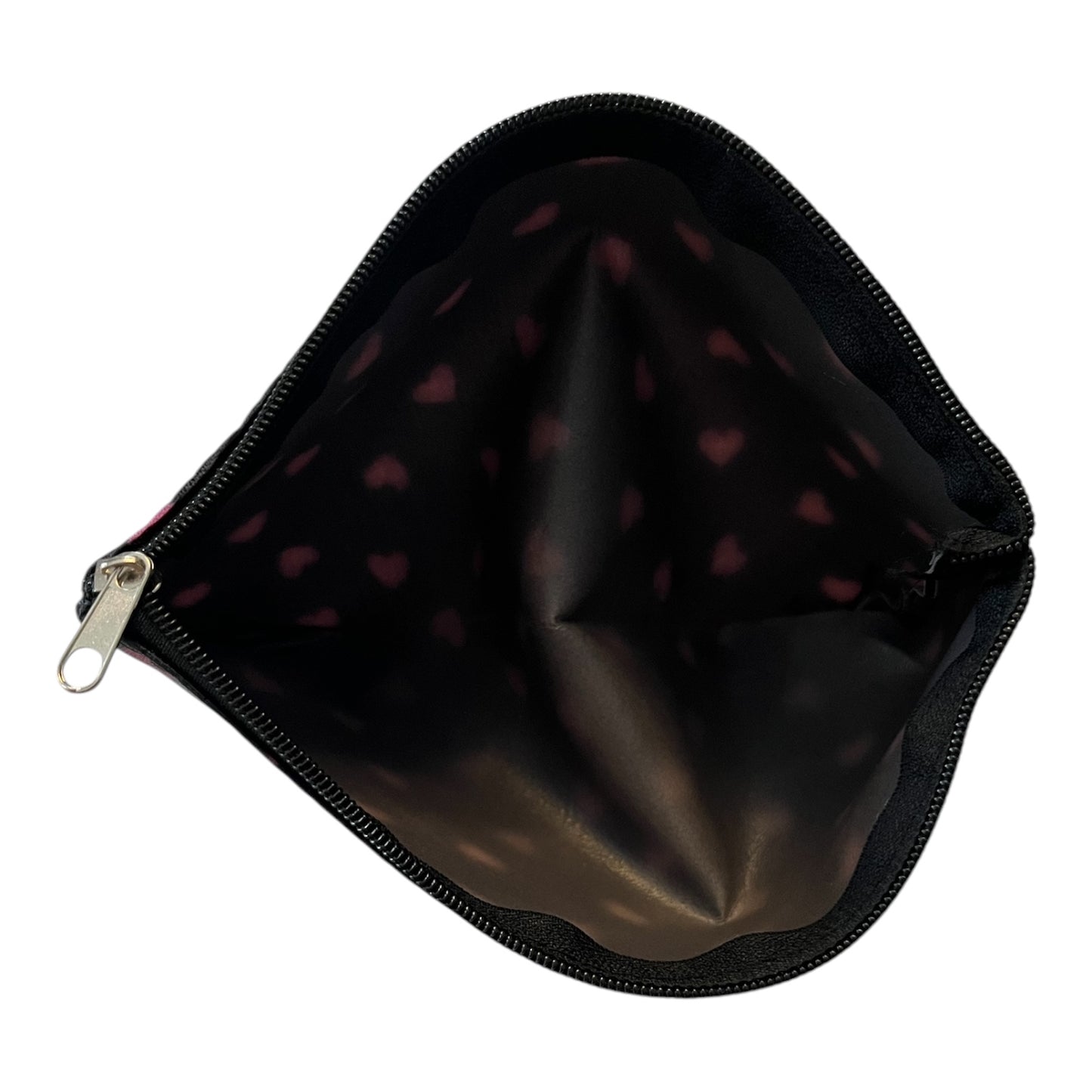 Small Hearts Zipper Makeup Bag Available in Pink, Red or Black - Valentine's Day Gift