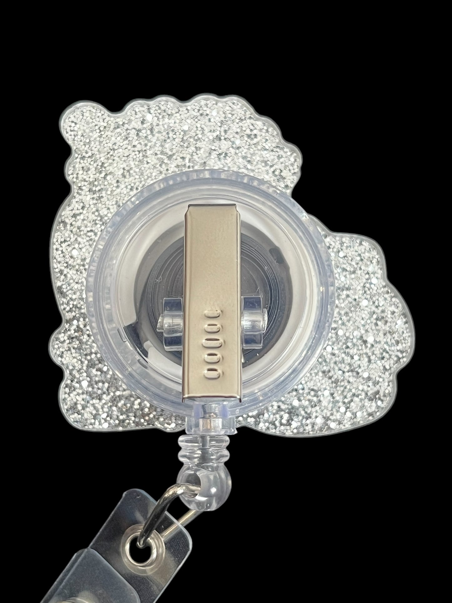 Serotonin Booster: Cute Cat Badge Reel – Rotating Acrylic Retractable ID Holder with Glitter
