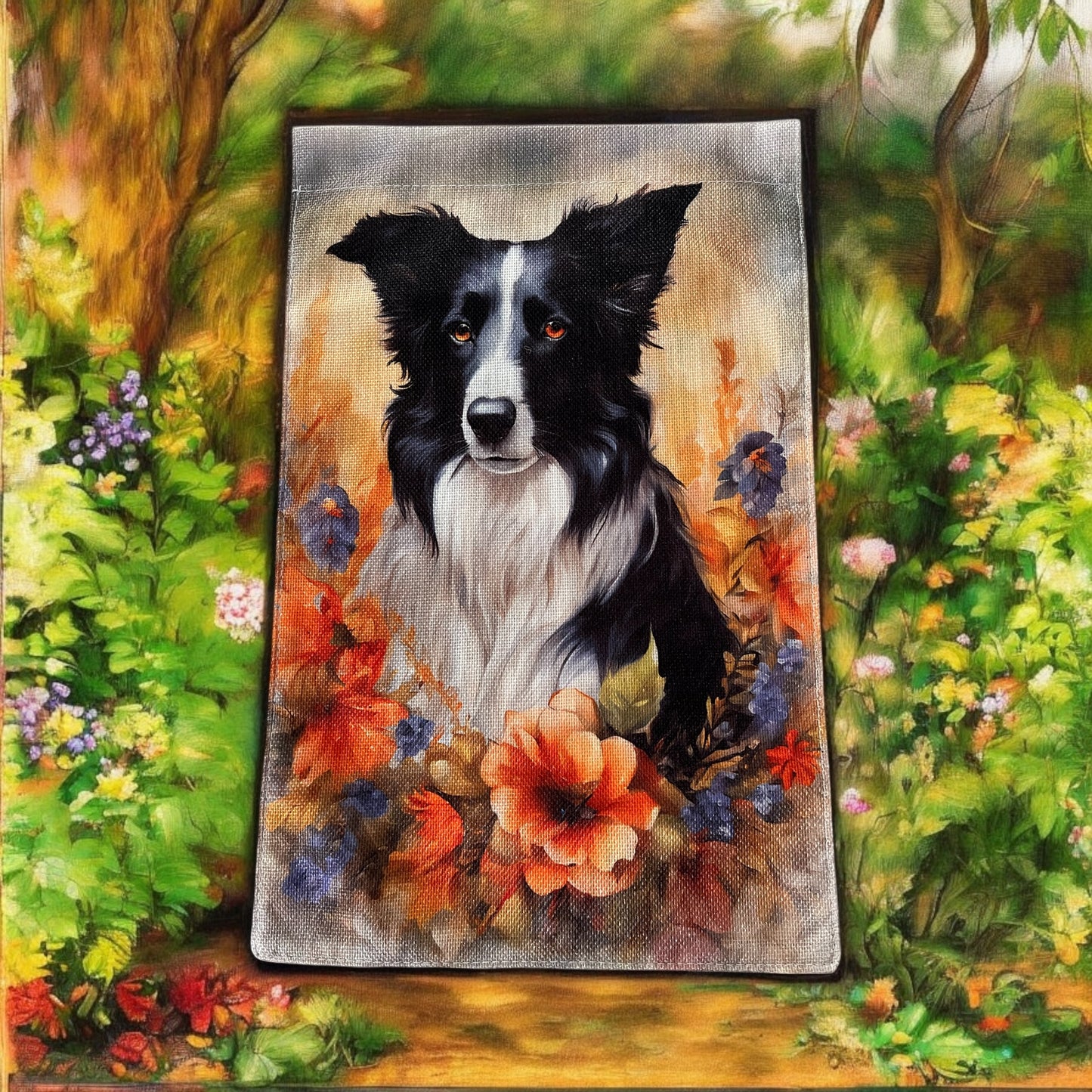 Border Collie Welcome Garden Flag – Double-Sided, Waterproof Burlap, 12x18
