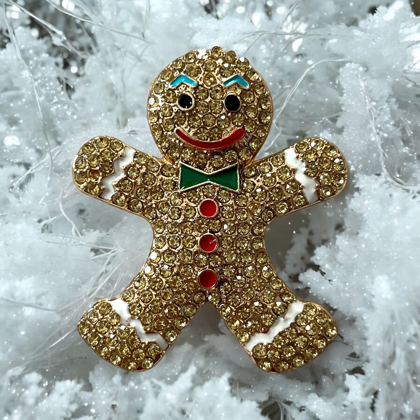 Lebkuchenmann-Brosche, Halskettenanhänger – Wintermode-Statement-Stück