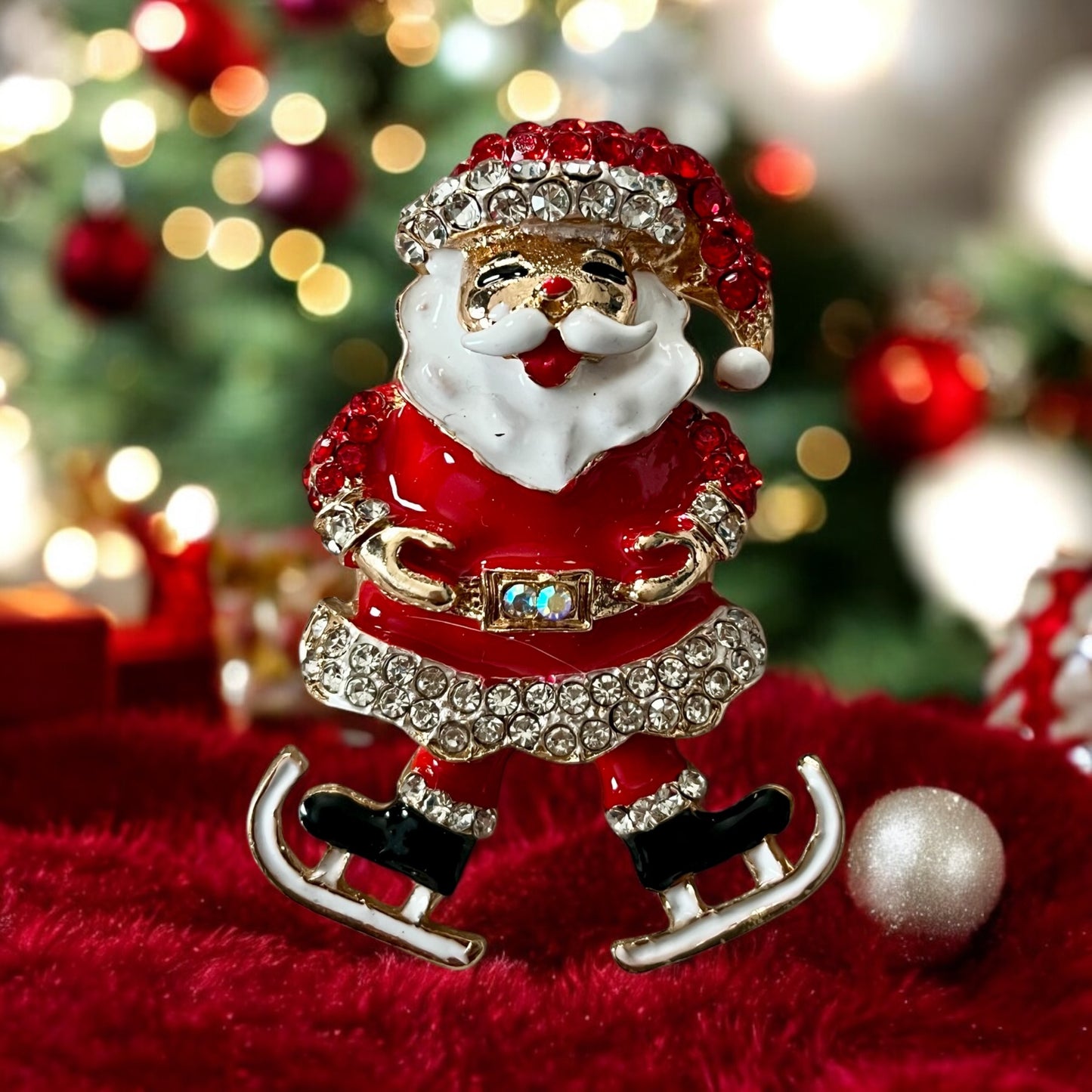 Charming Santa & Skate Shoes Brooch Pin. Red, Purple or Green