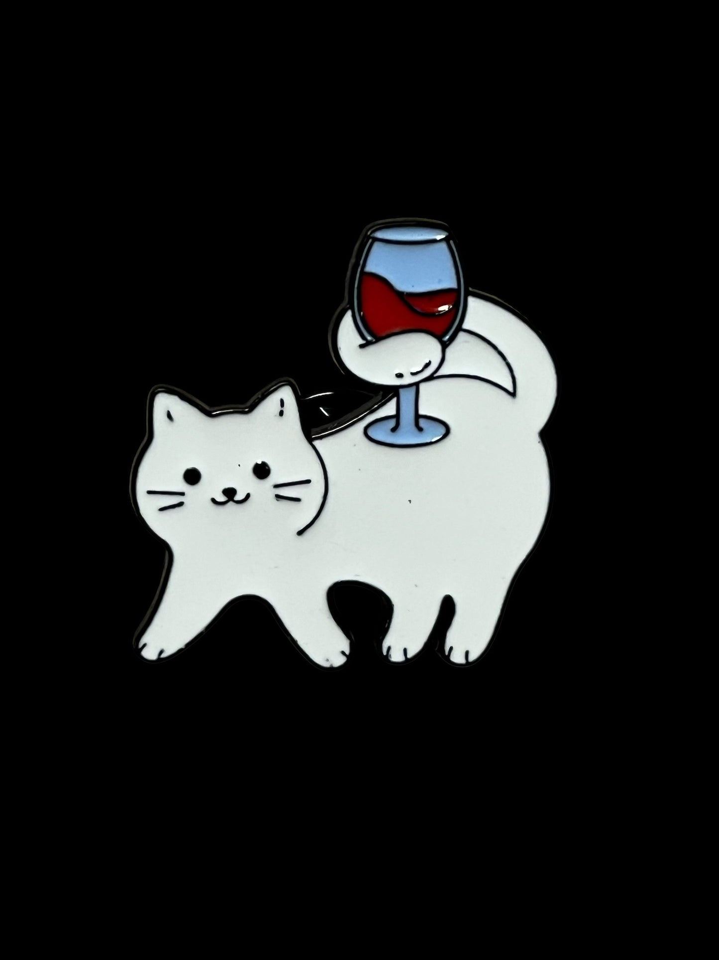 Lustige Katze mit Weinflaschenbrosche – Ausgefallene Emaille-Anstecknadel für Katzenmütter, Weinliebhaber und Fashionistas