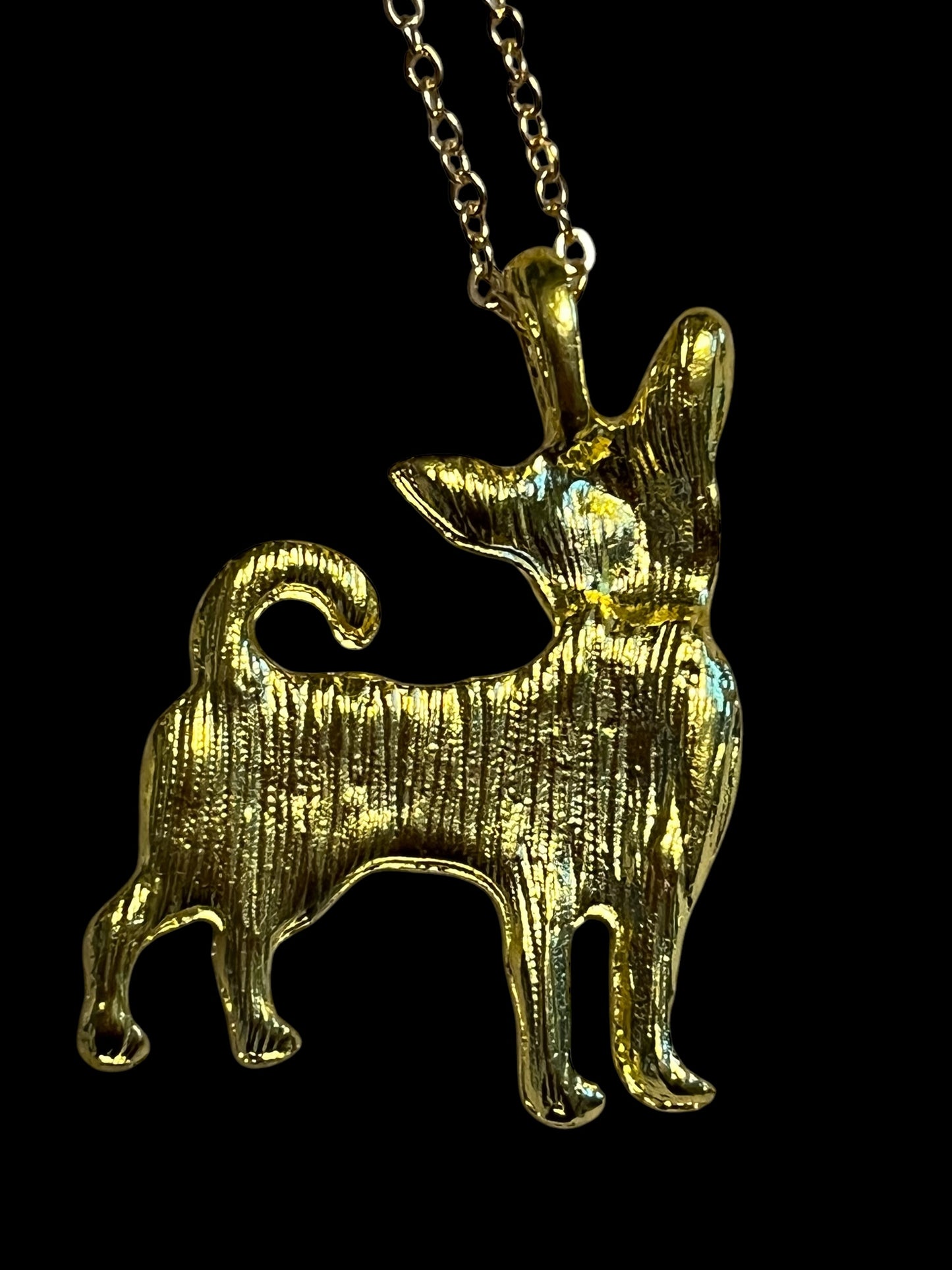 Gold-Tone Rhinestone Chihuahua Pendant Necklace – Sparkling Dog Lover Jewelry