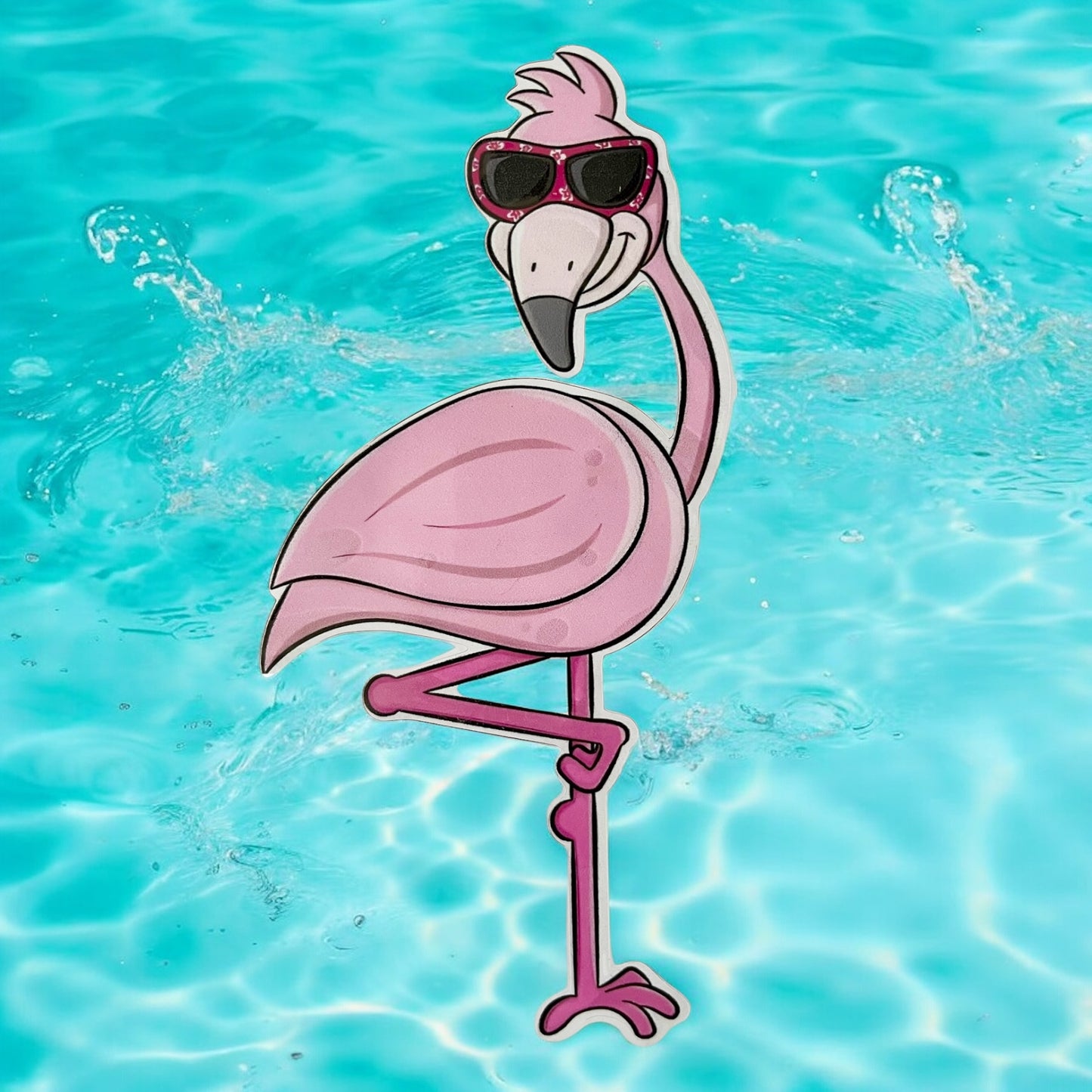 Flamingo Vinyl Bumper Sticker: Perfect for metal surfaces like fridges, cars, and signs.