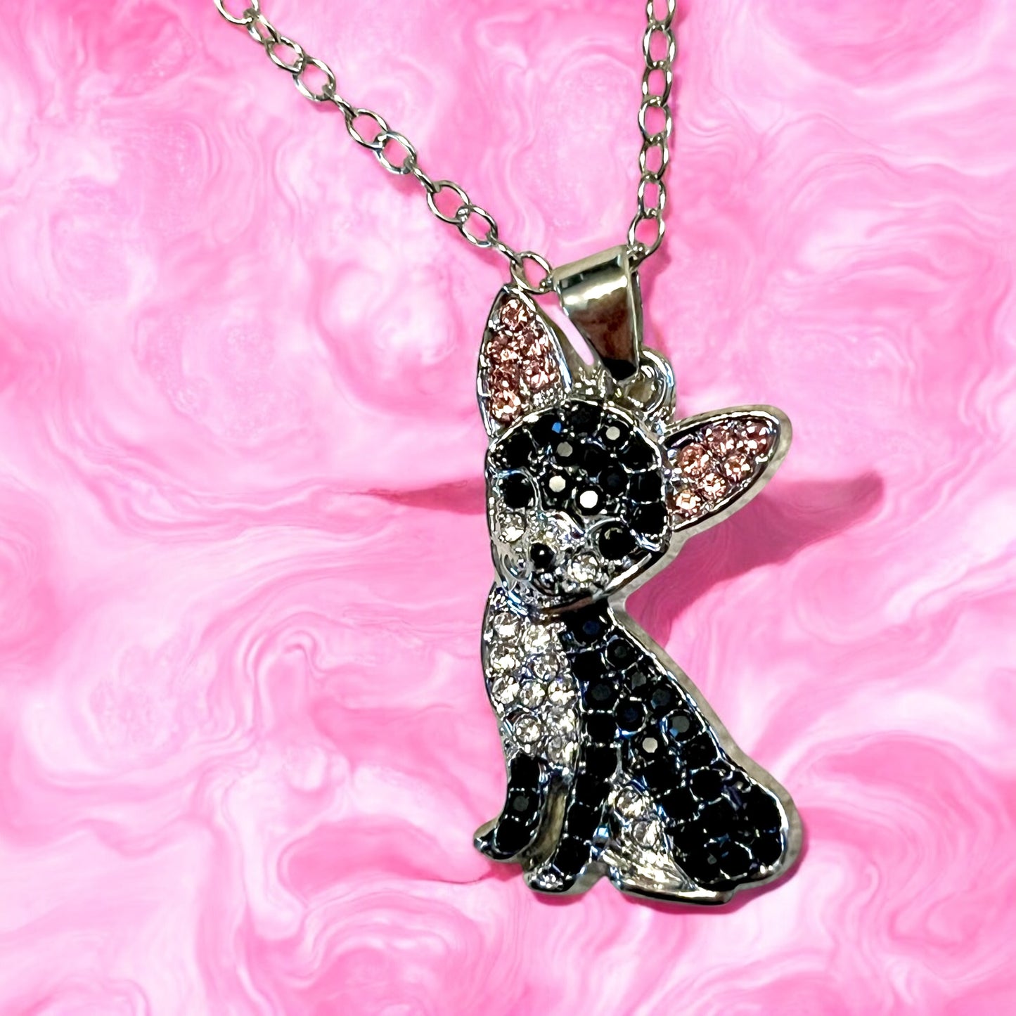 Elegant Black Chihuahua Dog Pendant Necklace: A Stylish and Fine Jewelry Piece