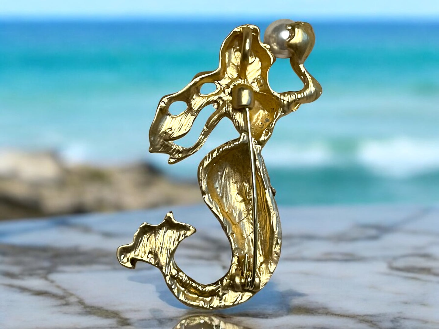 Retro Mermaid Brooch with Rhinestones - Elegant Lapel Pin for Dresses, Coats, Sweaters, and Suits