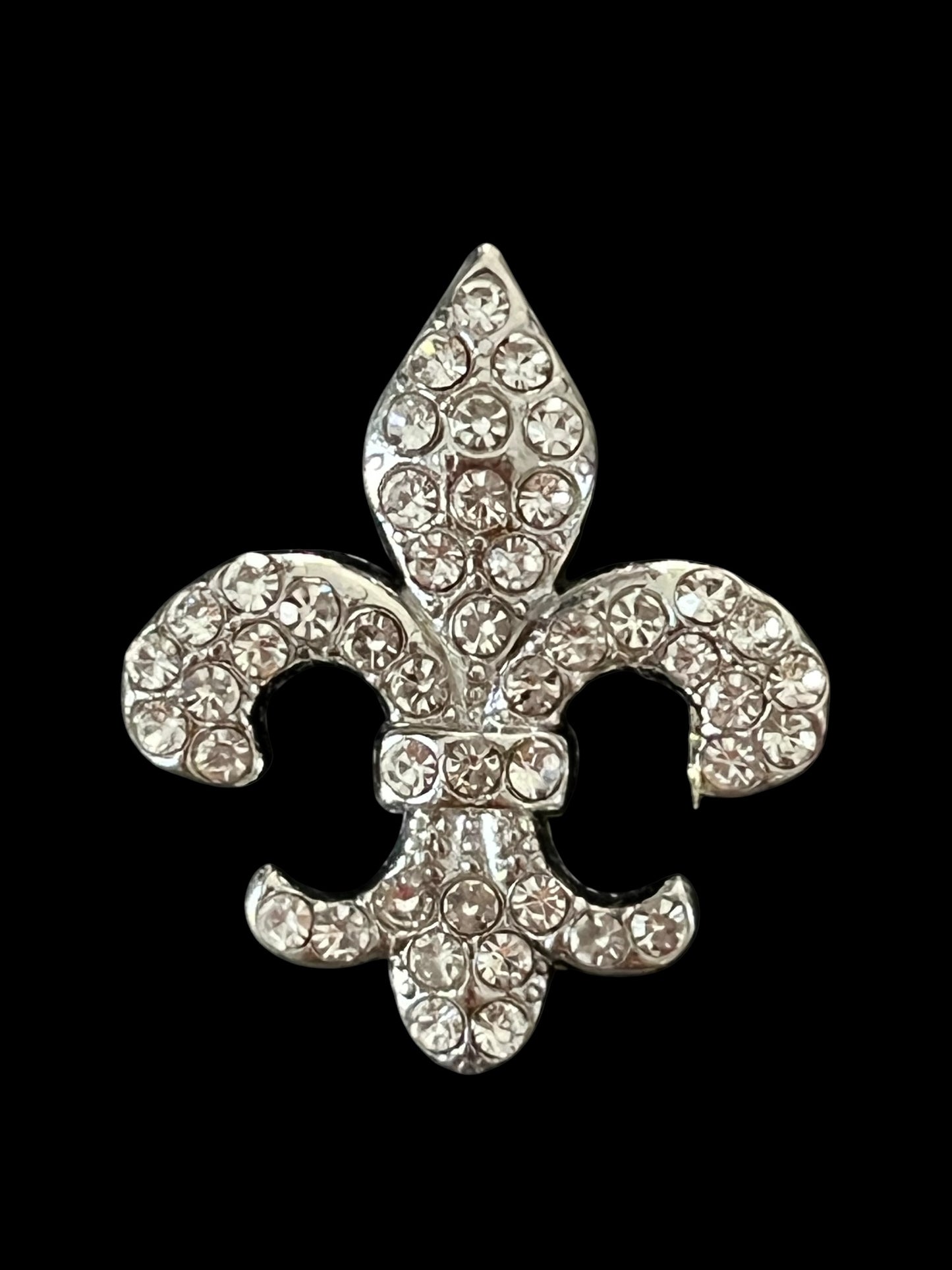 Stylish Gold or Silver Fleur de Lis Rhinestone Lapel Brooch - Versatile Pin for Any Attire