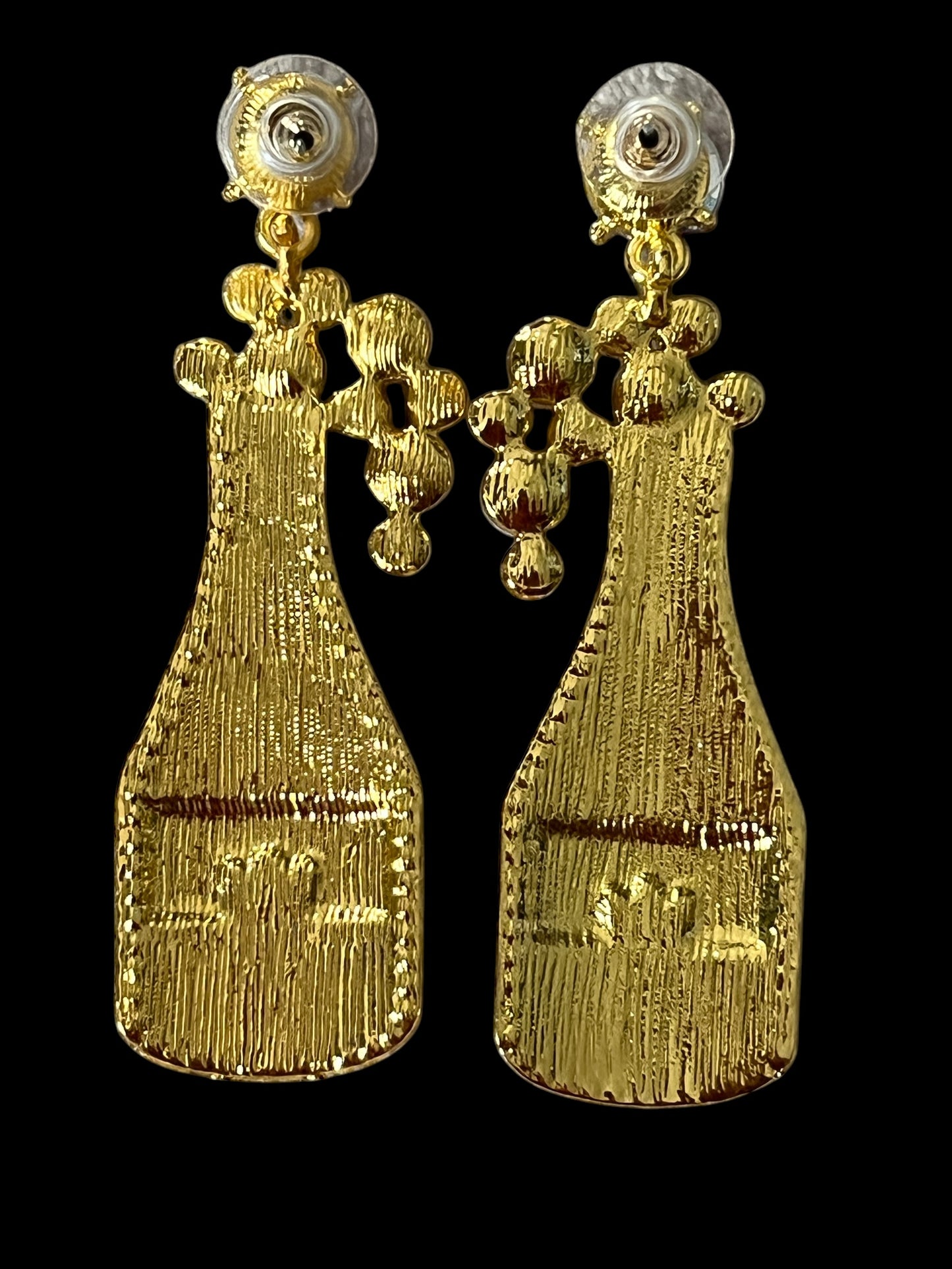 Champagne Large Bottle Statement Earrings Perfect for Mardi Gras
