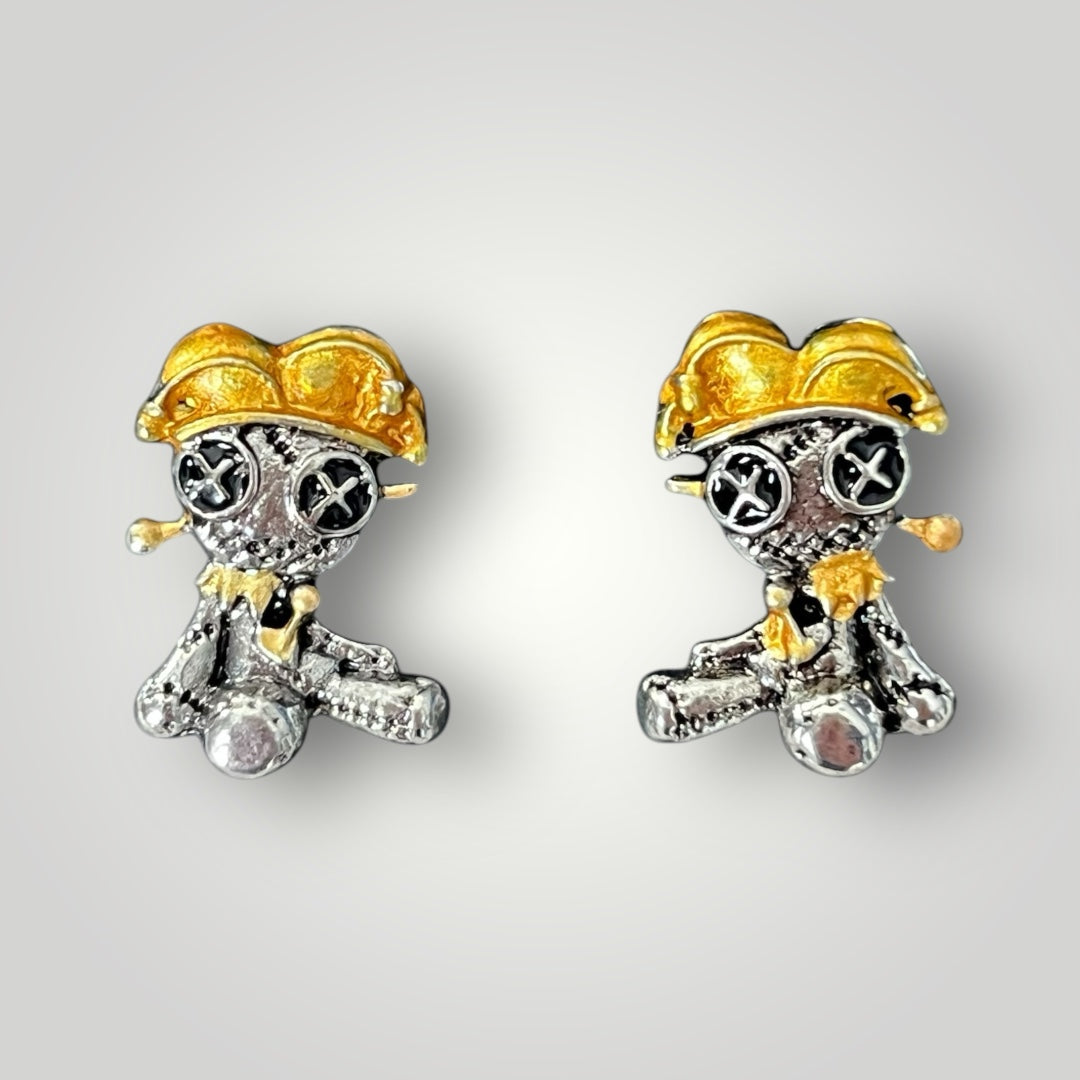Gothic Voodoo Jester Doll Stud Earrings for the Ultimate New Orleans Vibe