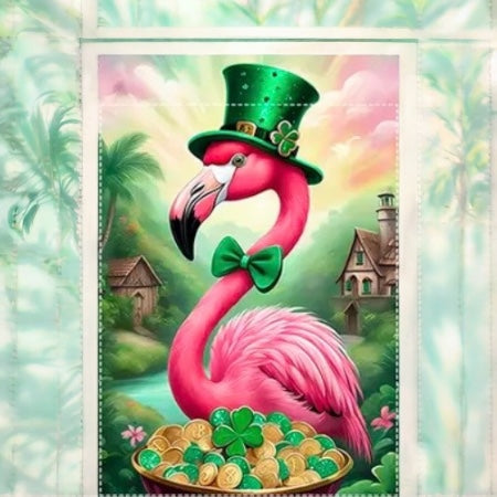 St. Patrick's Day Pink Flamingo Garden Flag