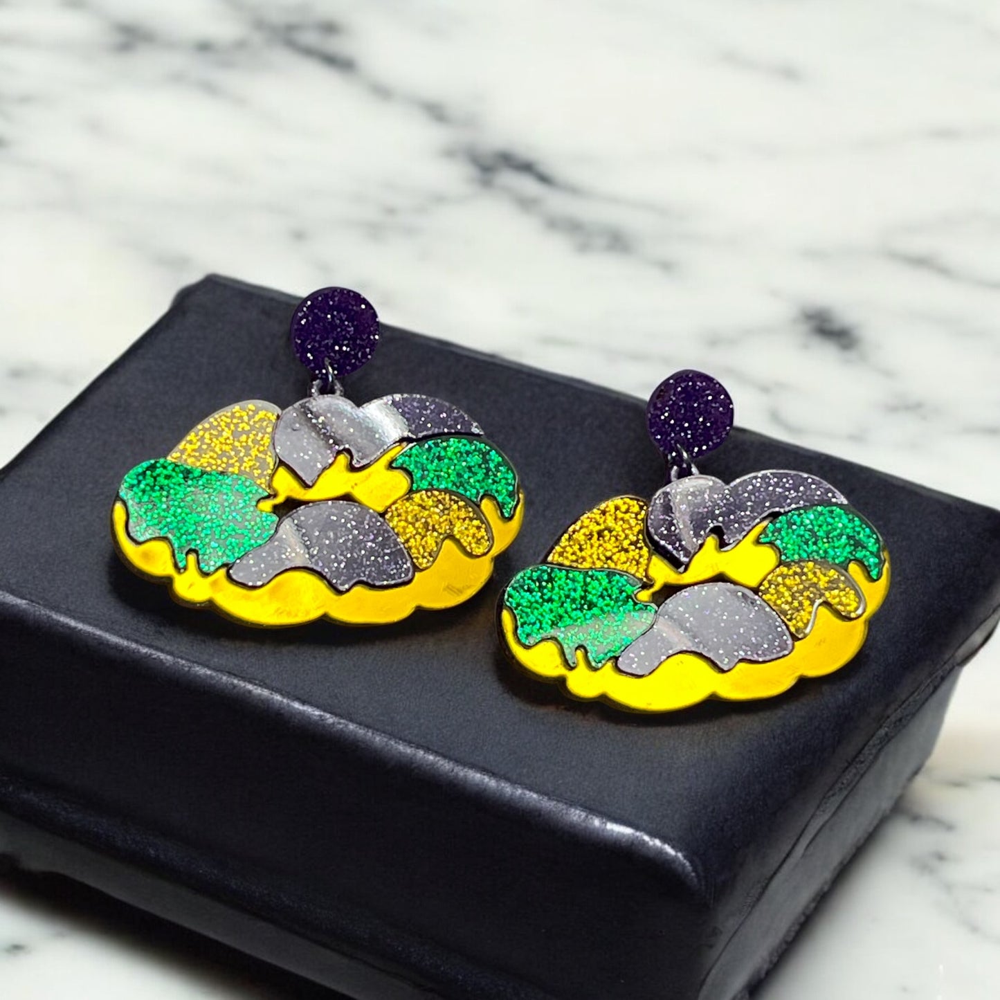 Mardi Gras Festive King Cake Acrylic Earrings
