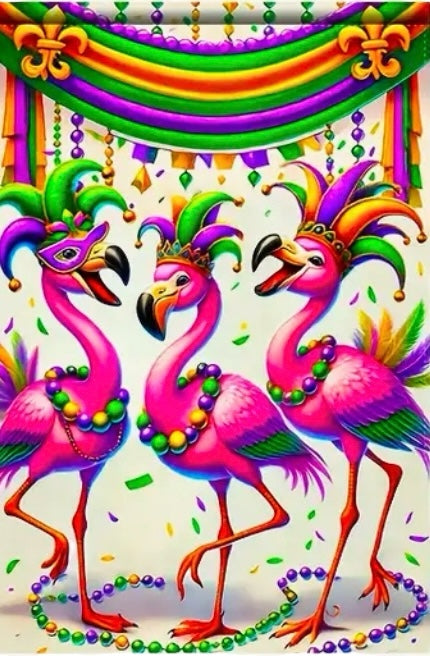 Mardi Gras Carnival Flamingo Garden Flag: Year-Round Festive Decor for All Seasons