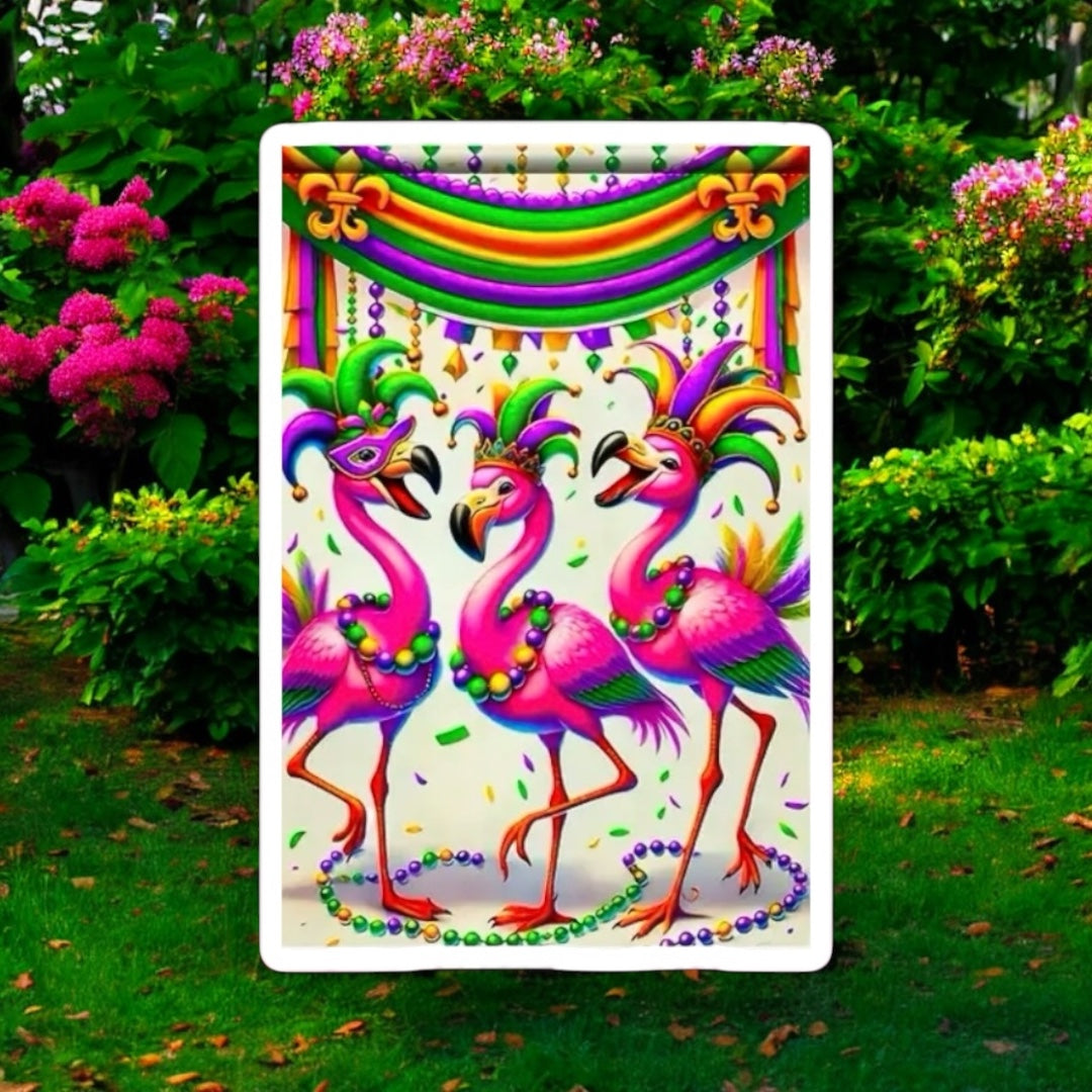 Mardi Gras Carnival Flamingo Garden Flag: Year-Round Festive Decor for All Seasons