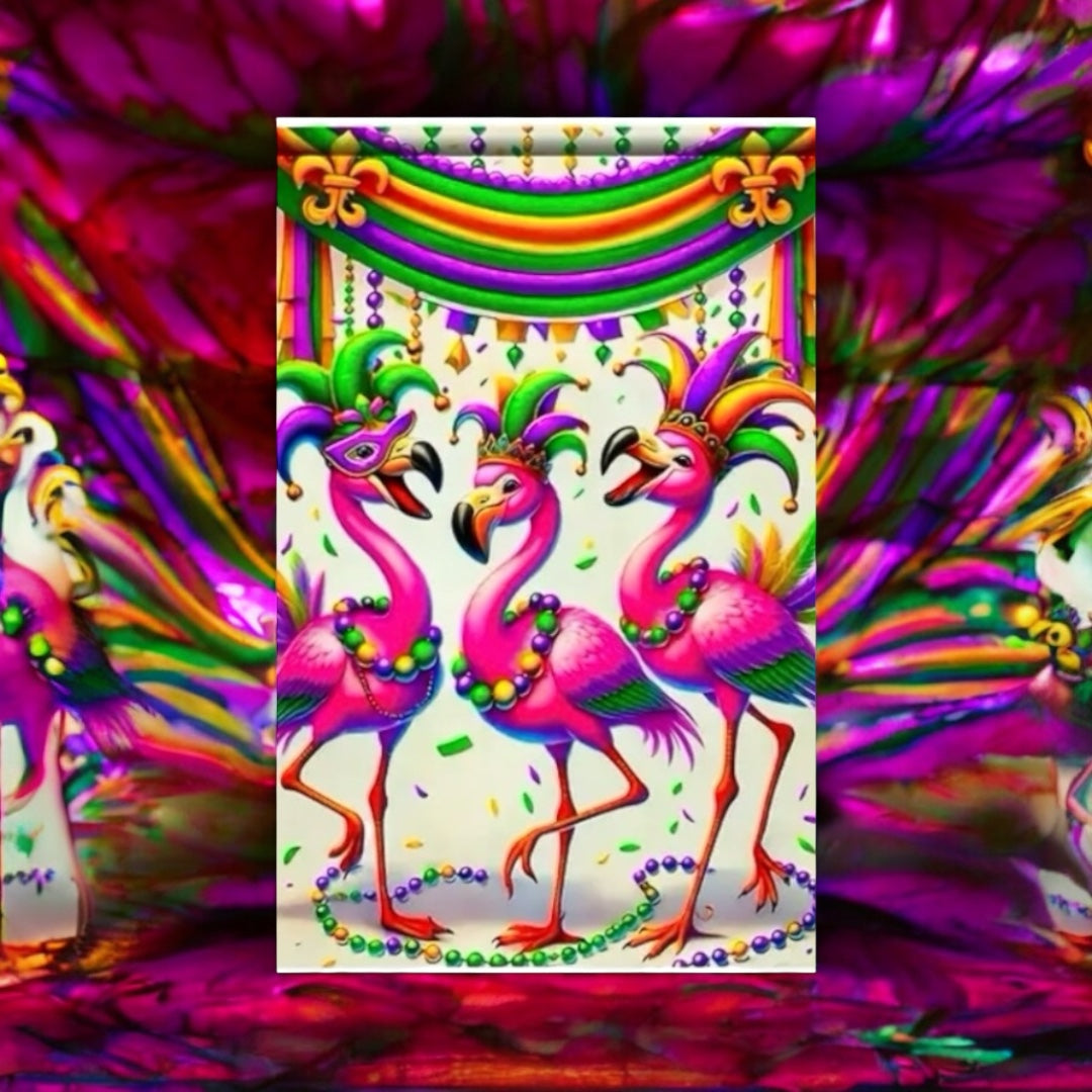 Mardi Gras Carnival Flamingo Garden Flag: Year-Round Festive Decor for All Seasons