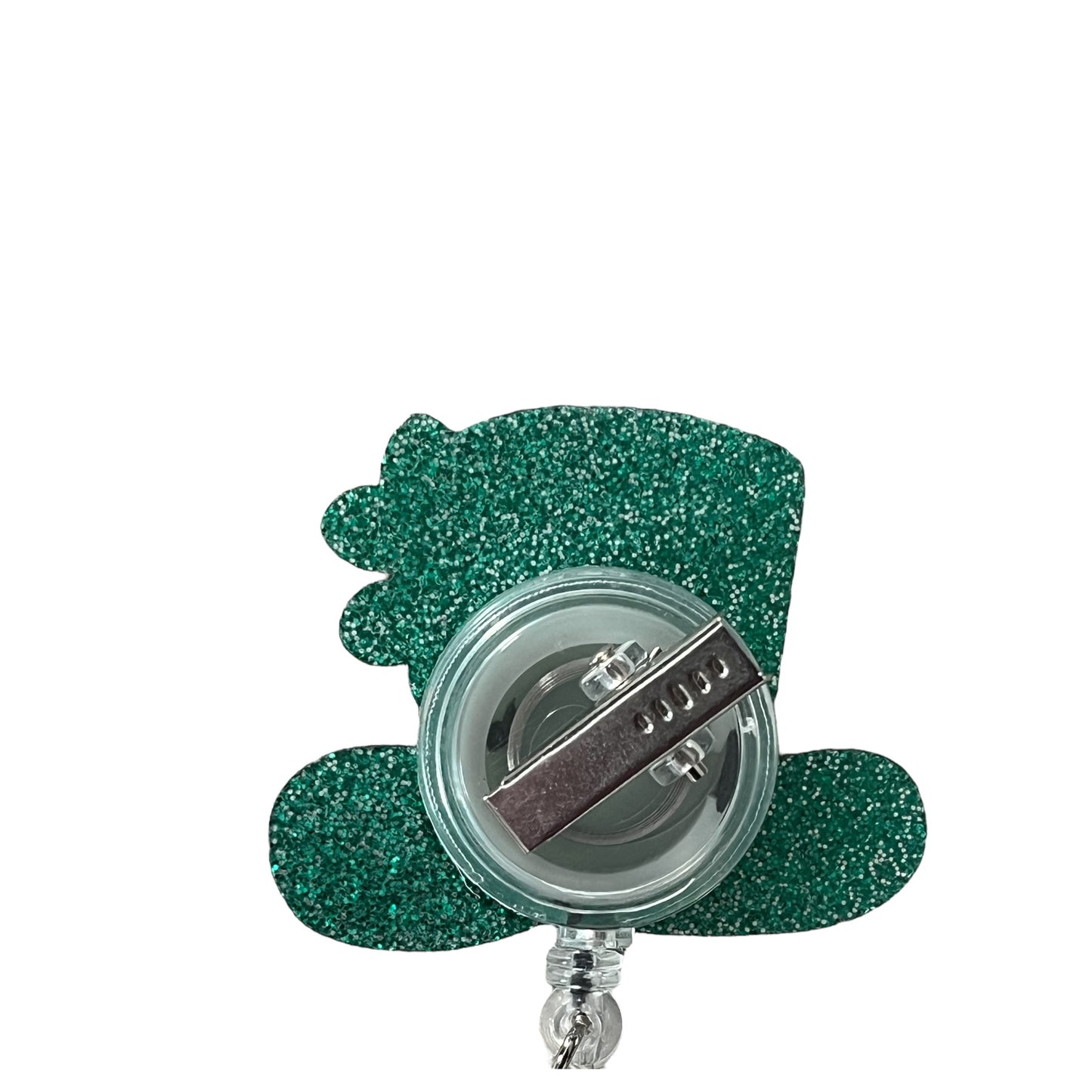 St. Patrick's Day Sparkling Green Hat ID Badge Holder - Adjustable, Durable, 360-Degree Rotatable Clip