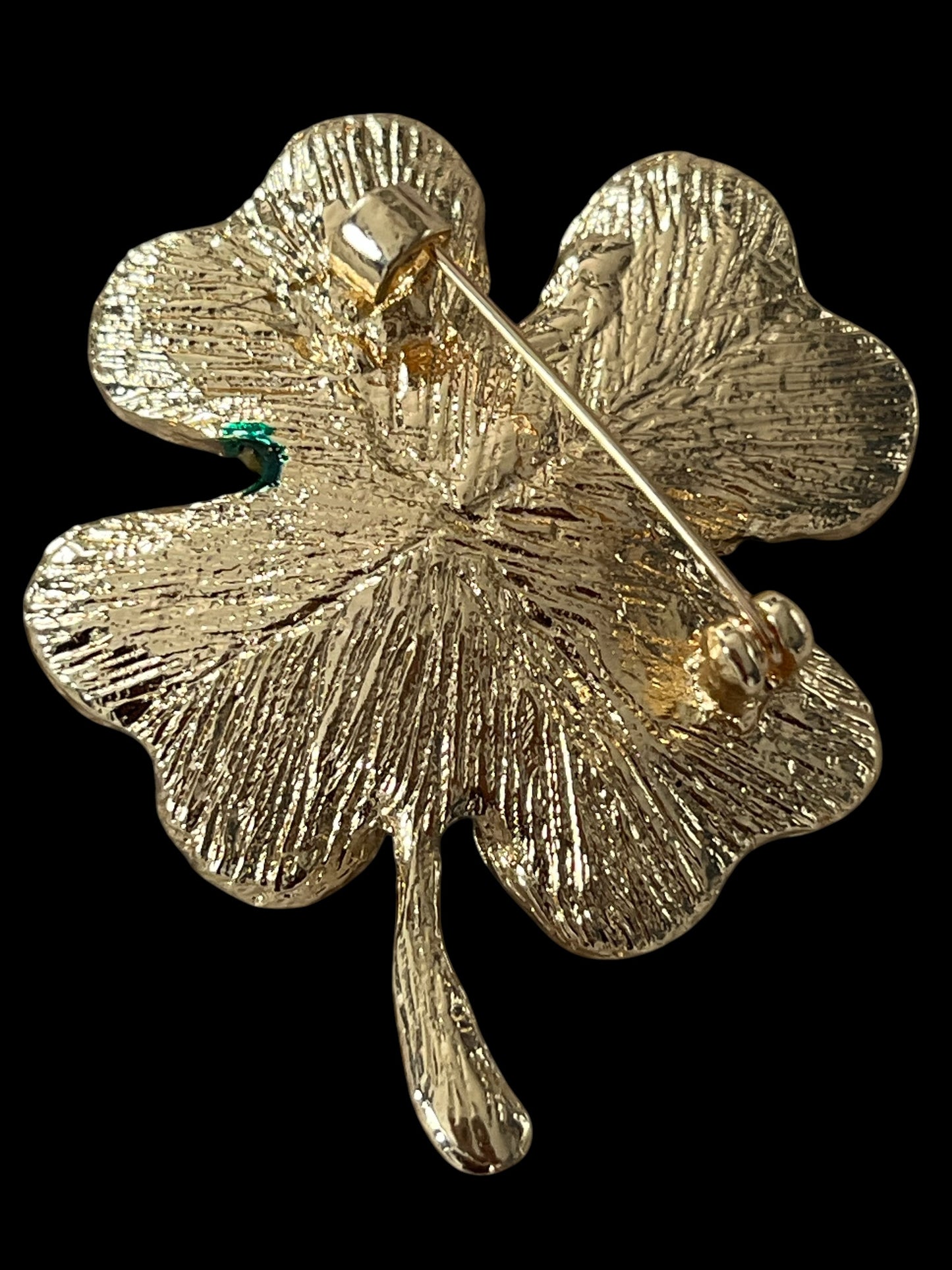 St. Patrick's Day Lucky Four-Leaf Clover Shamrock Rhinestone Brooch