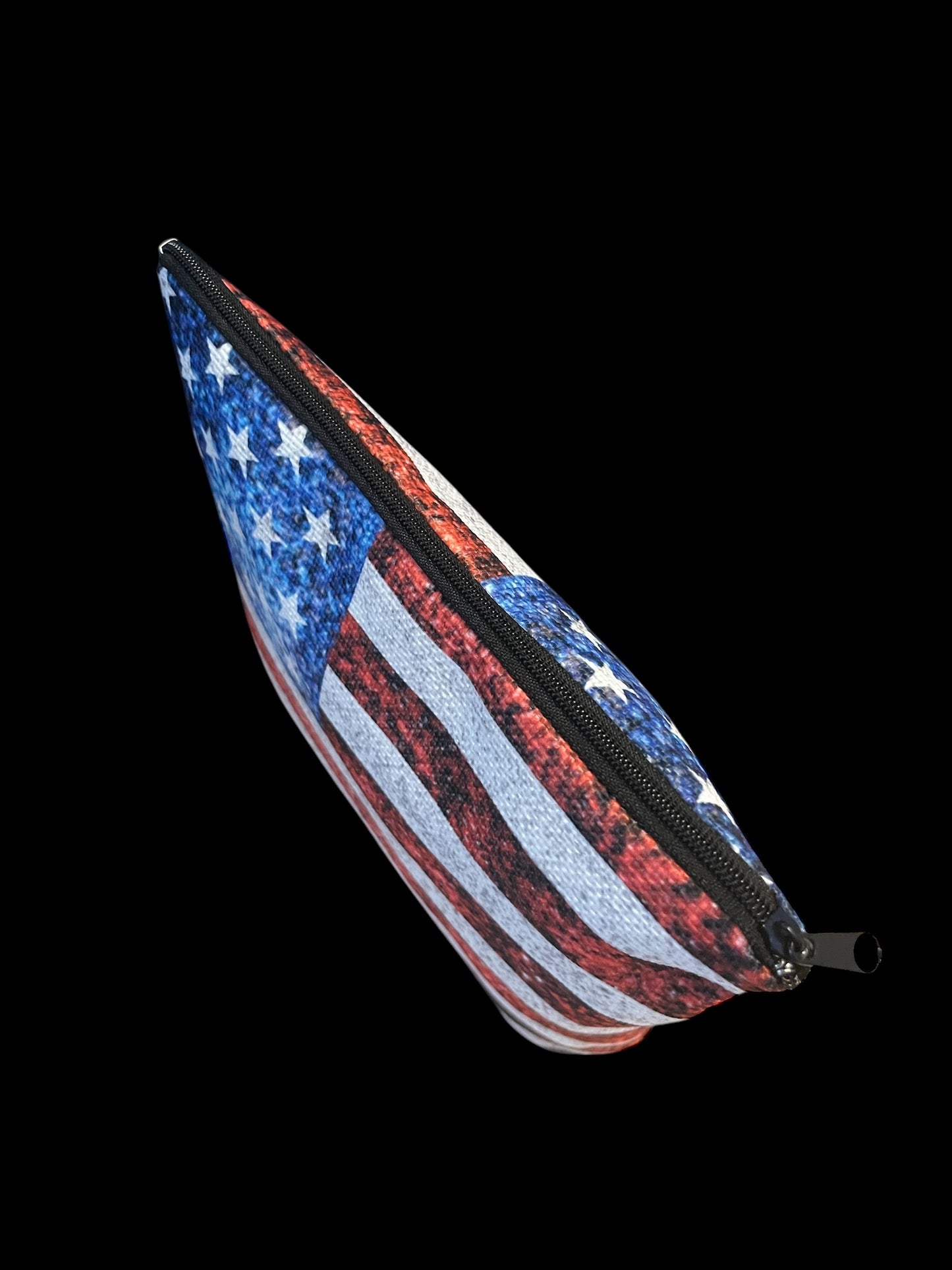 Lightweight American Flag Cosmetic Bag - Canvas Material, Durable Polyester, Zipper Closure