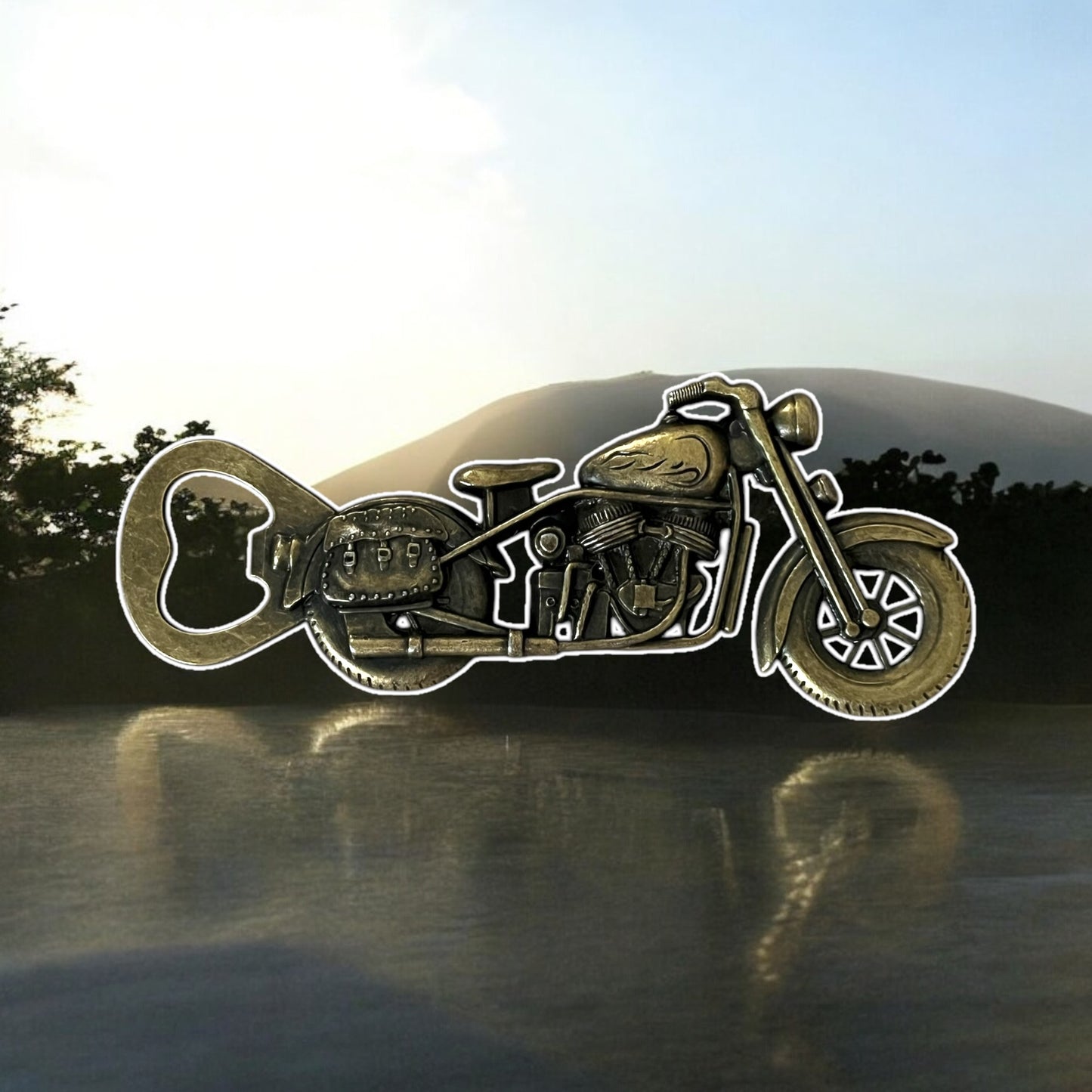 Vintage Style Golden Motorcycle Bottle Opener