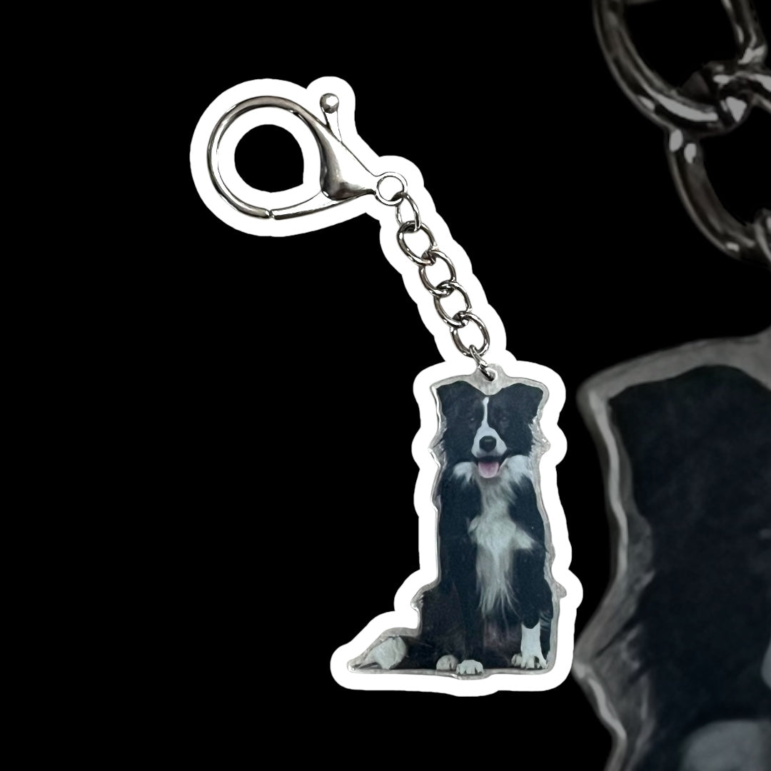 Border Collie 2D Acryl Schlüsselanhänger Ornament - Süßes Geschenk für Hundeliebhaber - Rucksack Charm Dekoration