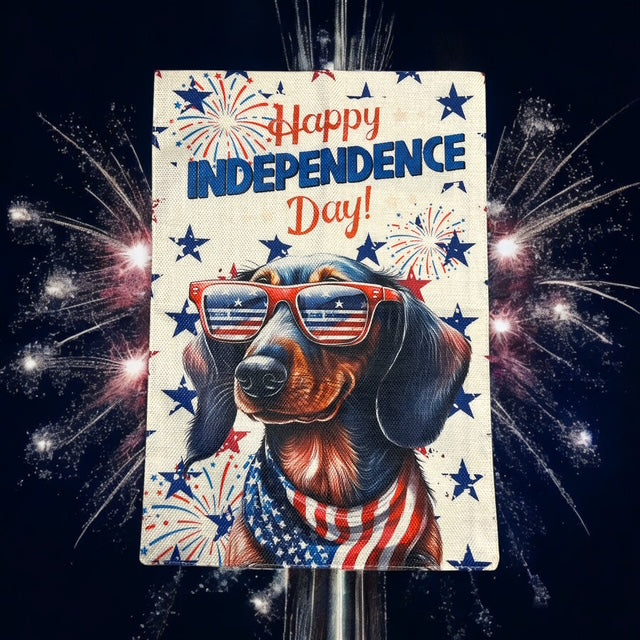 Patriotic Dachshund Independence Day Canvas Print 12 x 18