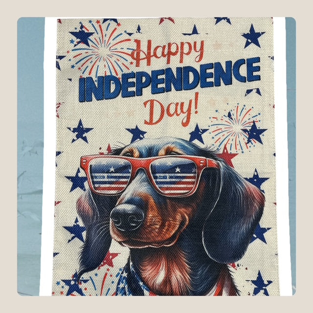 Patriotic Dachshund Independence Day Canvas Print 12 x 18
