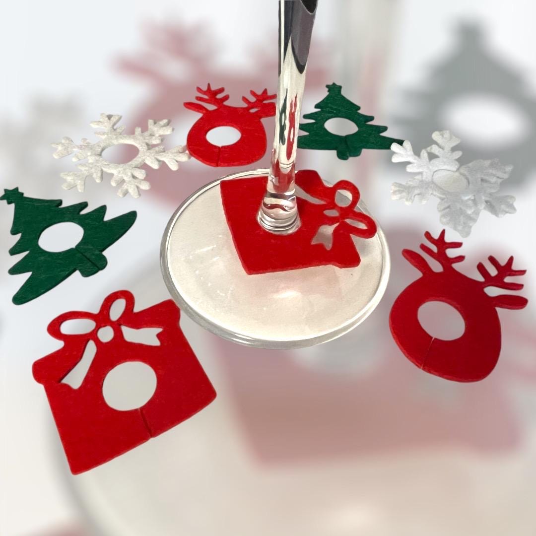 Festive Wine Glass Charms Set - Christmas Drink Decorations for Cheerful Gatherings