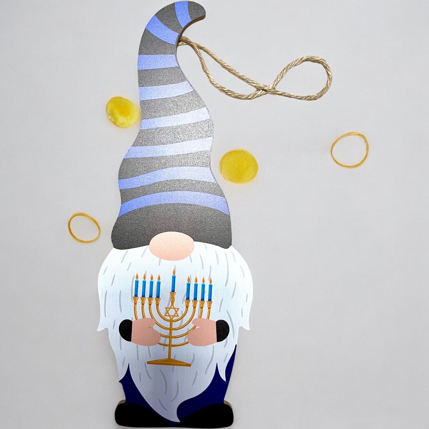 Happy Hanukkah Gnome Wooden Hanging Sign
