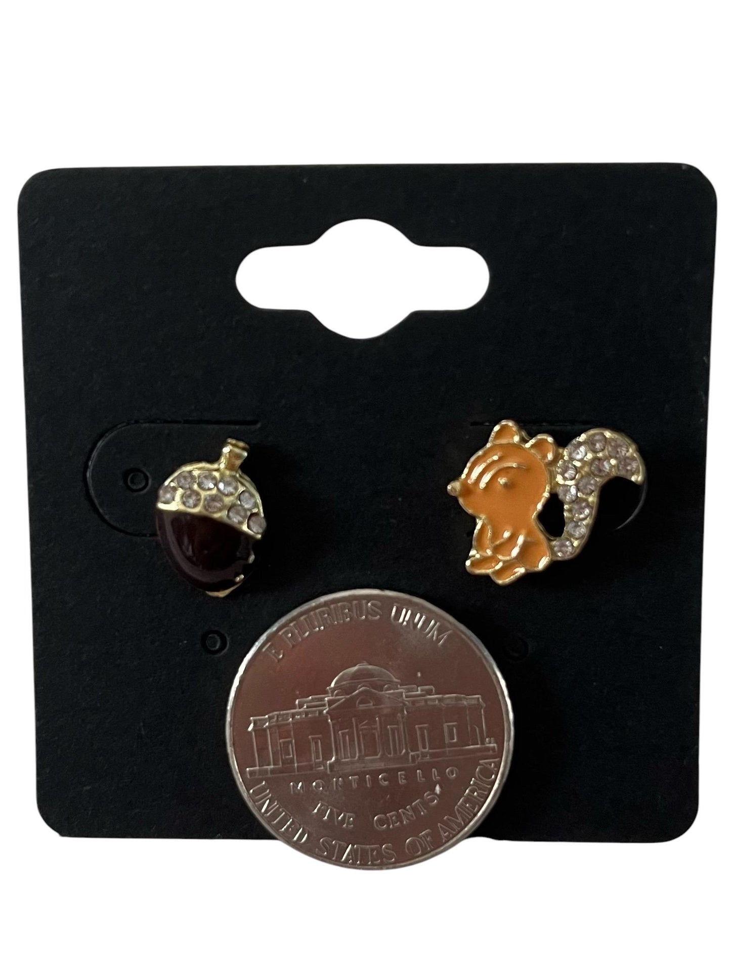 Adorable Squirrel Nut Stud Earrings - Cute and Quirky Tiny Cartoon Jewelry