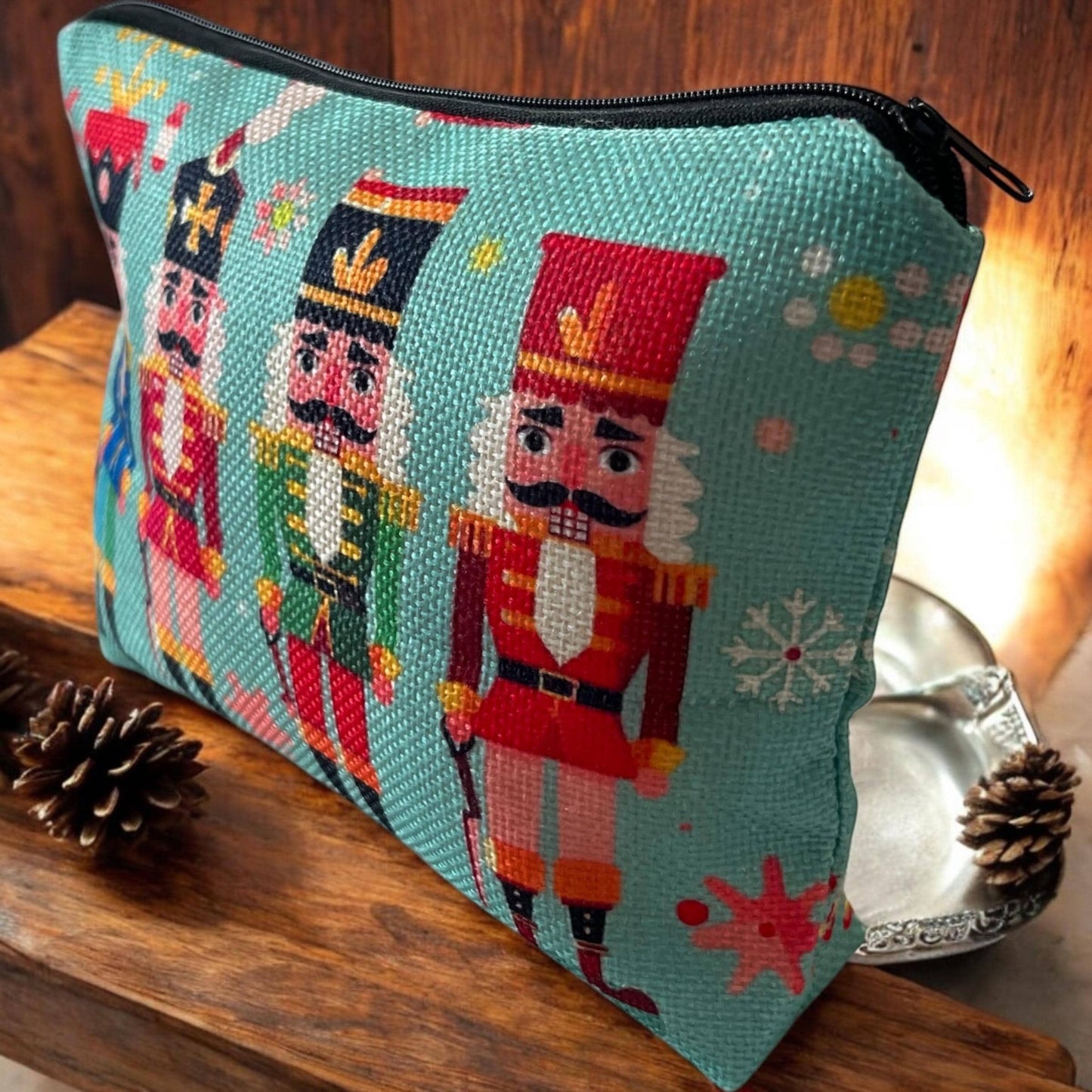 Charming Holiday Nutcracker Cosmetic Makeup Bag - Perfect for Travel!