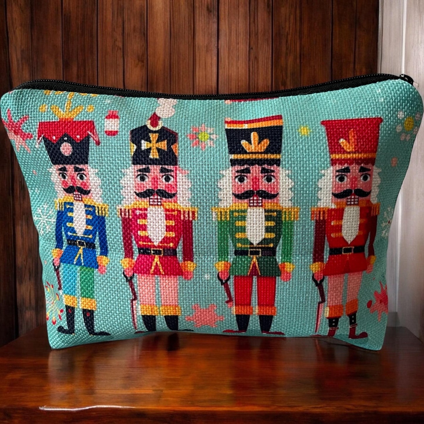 Charming Holiday Nutcracker Cosmetic Makeup Bag - Perfect for Travel!