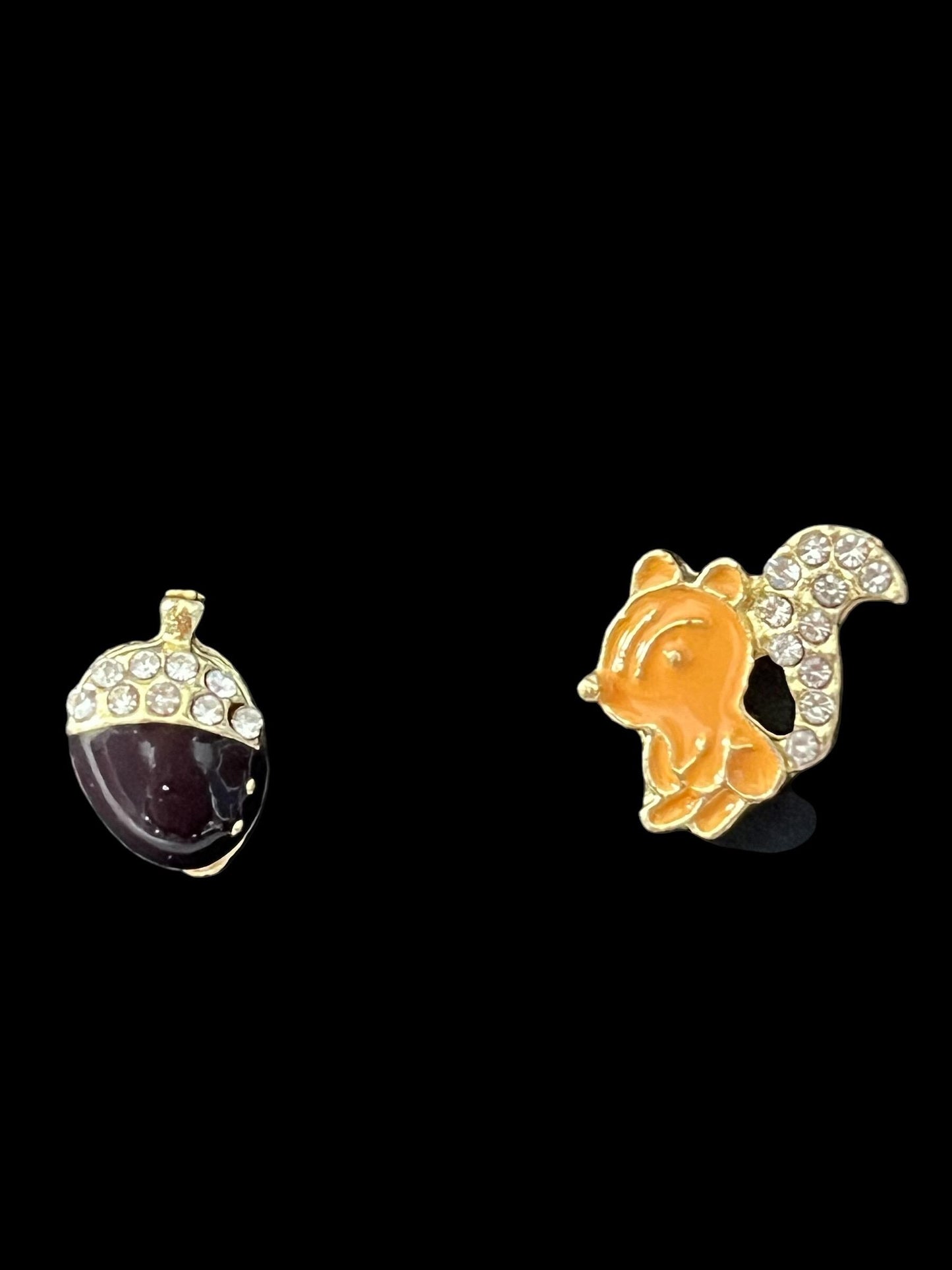 Adorable Squirrel Nut Stud Earrings - Cute and Quirky Tiny Cartoon Jewelry
