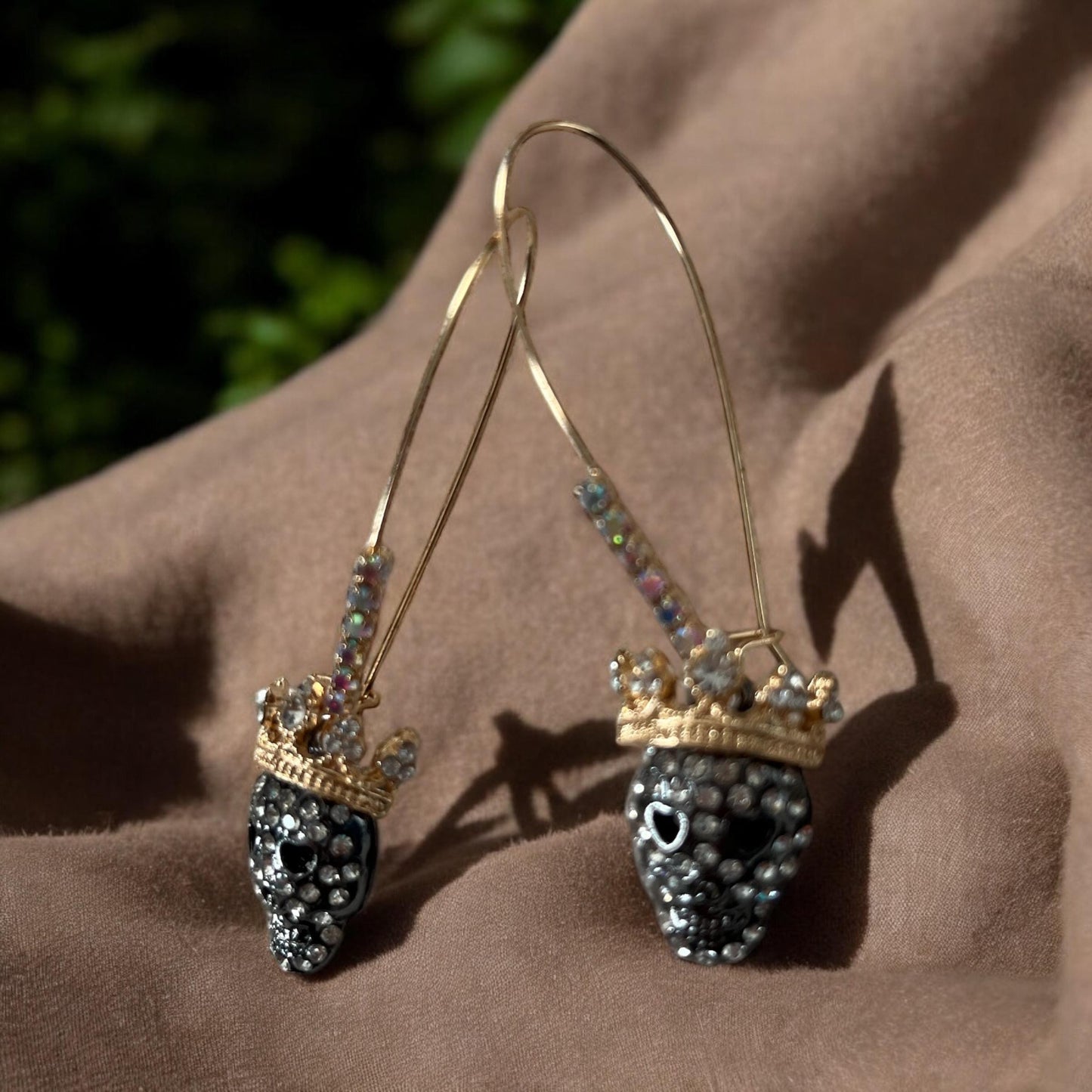 Skull Head Drop Earrings - Fashion Party Jewelry, Iron Ear Needle, Rhinestones