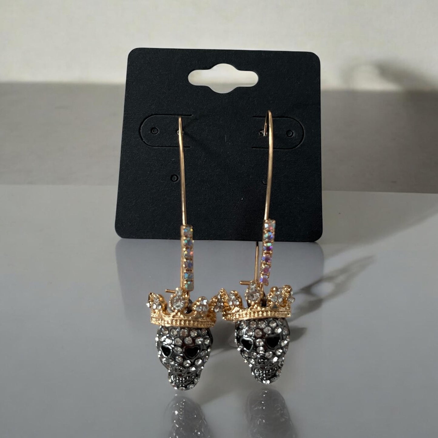 Skull Head Drop Earrings - Fashion Party Jewelry, Iron Ear Needle, Rhinestones