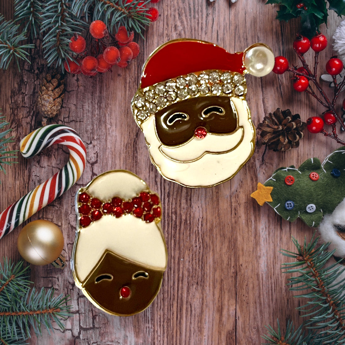 The Story Behind the Sparkly Black Santa and Mrs. Claus Christmas Stud Earrings