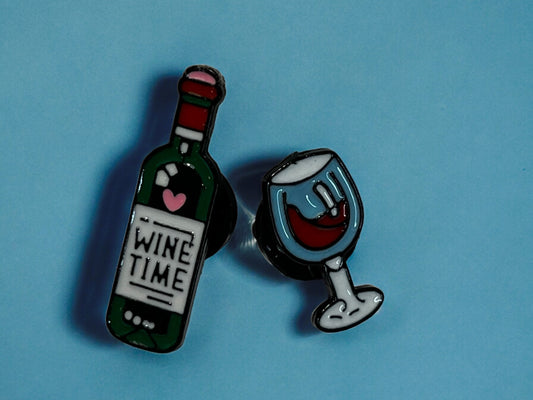 Unparalleled Beauty: The Exquisite 2-piece Wine Bottle and Glass Enamel Lapel Pin Set