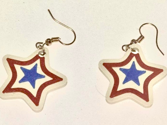 Discover the Ultimate Patriotic Accessory: 3D Printed Star Earrings!