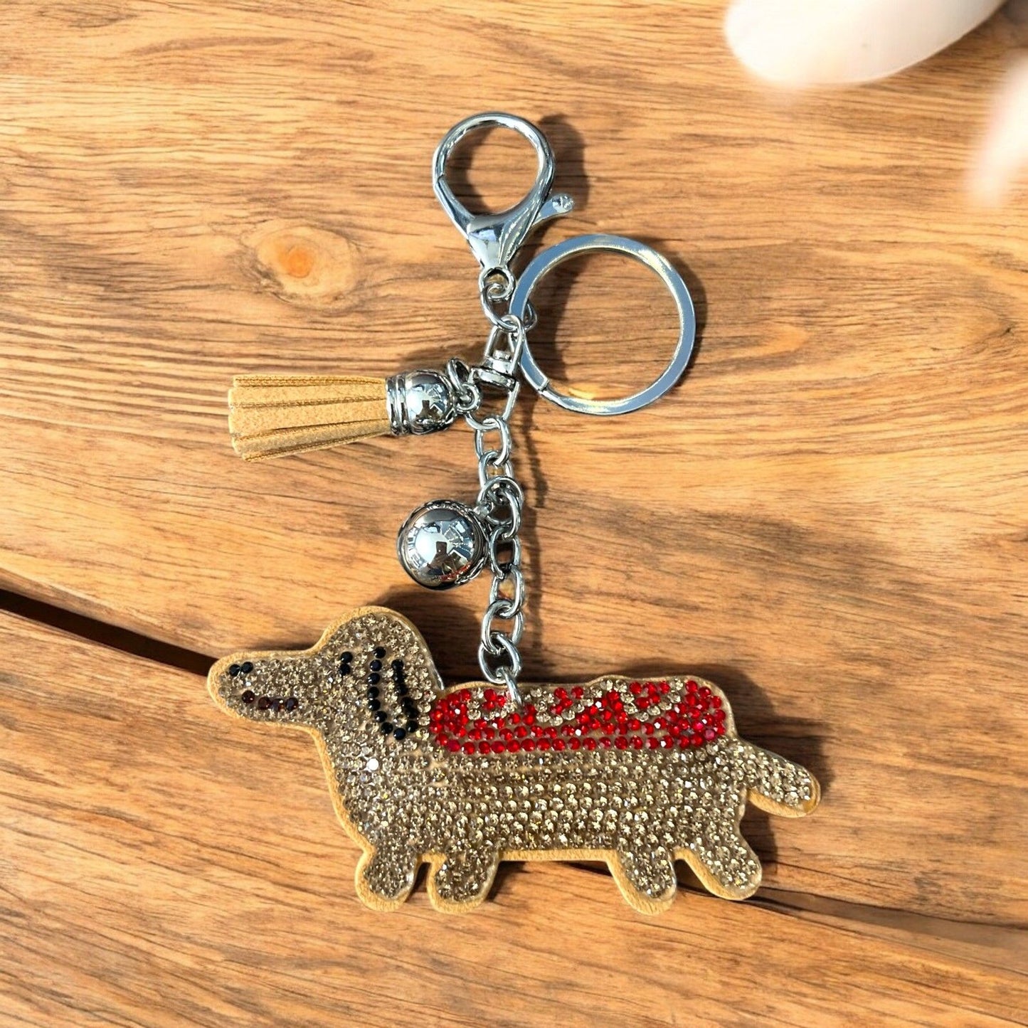Cute Cartoon Dachshund Keychain Rhinestone Key Chain