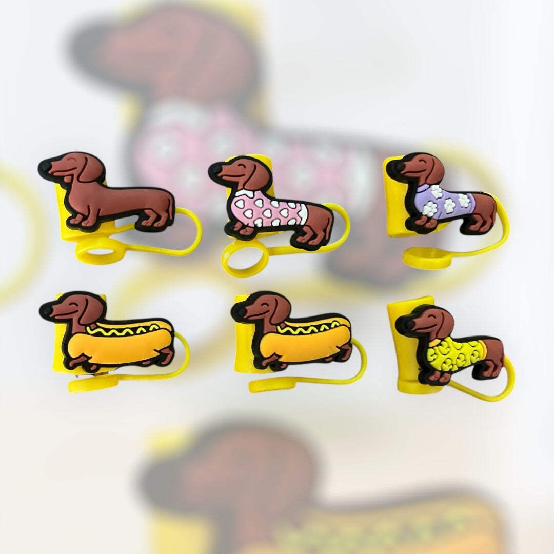 Dachshund Straw Covers – Set of 6 – Adorable and Fun Drink Accessories