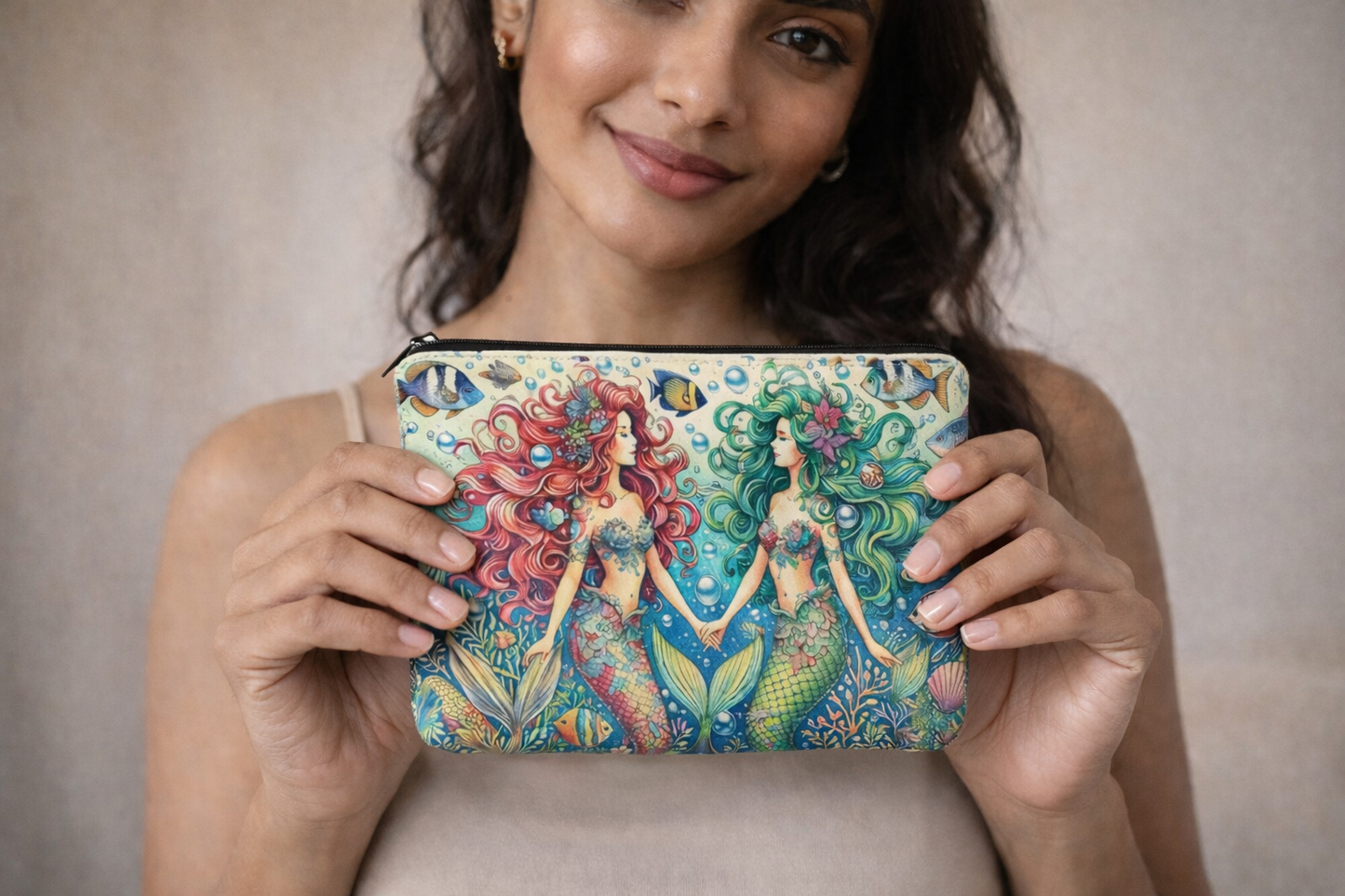 Mermaid Cosmetic Makeup Bag Ocean Fantasy Zipper Pouch