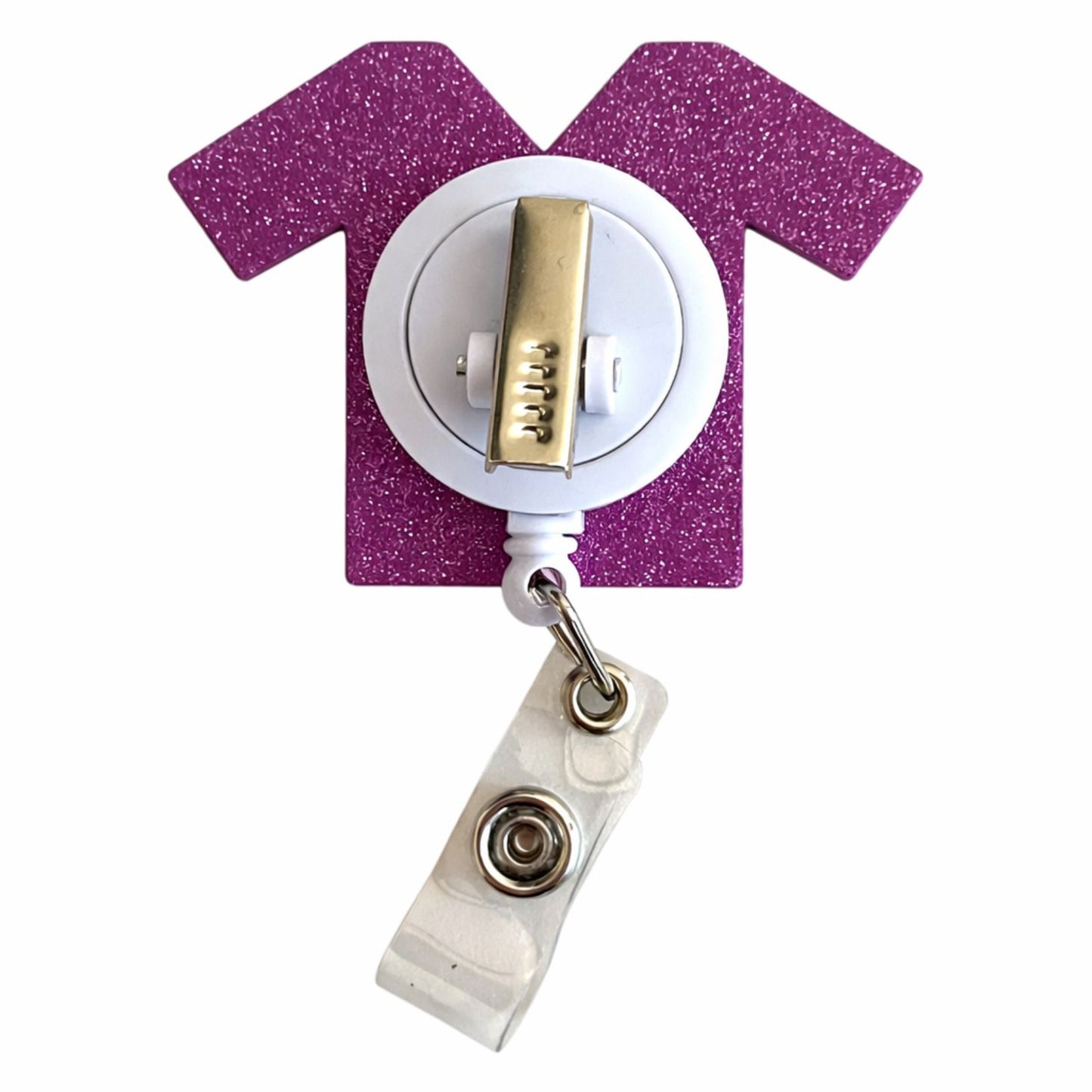 Scrub Life Badge Light Purple Glitter Nurse Badge Holder Retractable ID Clip