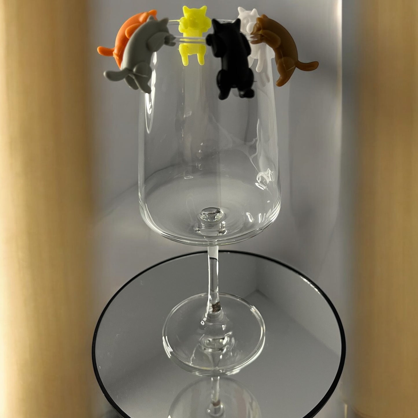 Charming Cat Wine Charms - Set of 6 Adorable Drink Markers