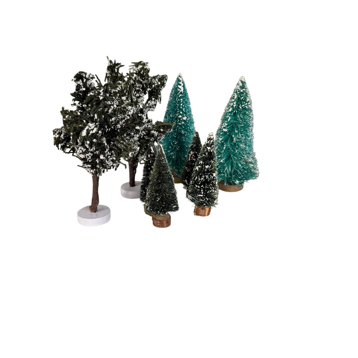 Vintage 1990s Miniature Christmas Village Trees Lot 8 Snow Flocked Bottle Brush 3-5"