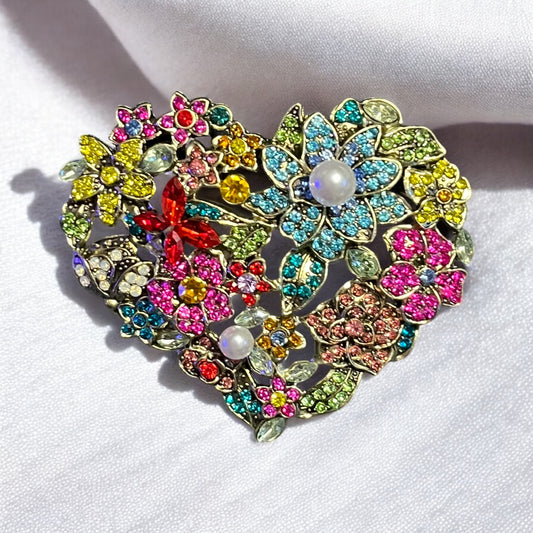 Elegant Baroque Large Heart Love Flower Brooch - Valentine's Day Gift